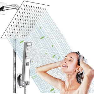 Rain Shower Head with Handheld - High Pressure 6'' Rainfall Stainless Steel, ... - Picture 1 of 8