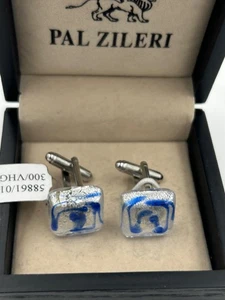 Neu mit Etikett. Pal Zileri Manschettenknöpfe Edelstahl Silber- Blau Mehrfarbig - Bild 1 von 5