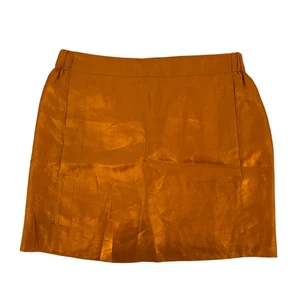 J Crew Minirock 100 % Seide orange Größe 4 metallic elastischer Bund Taschen klassisch - Bild 1 von 4