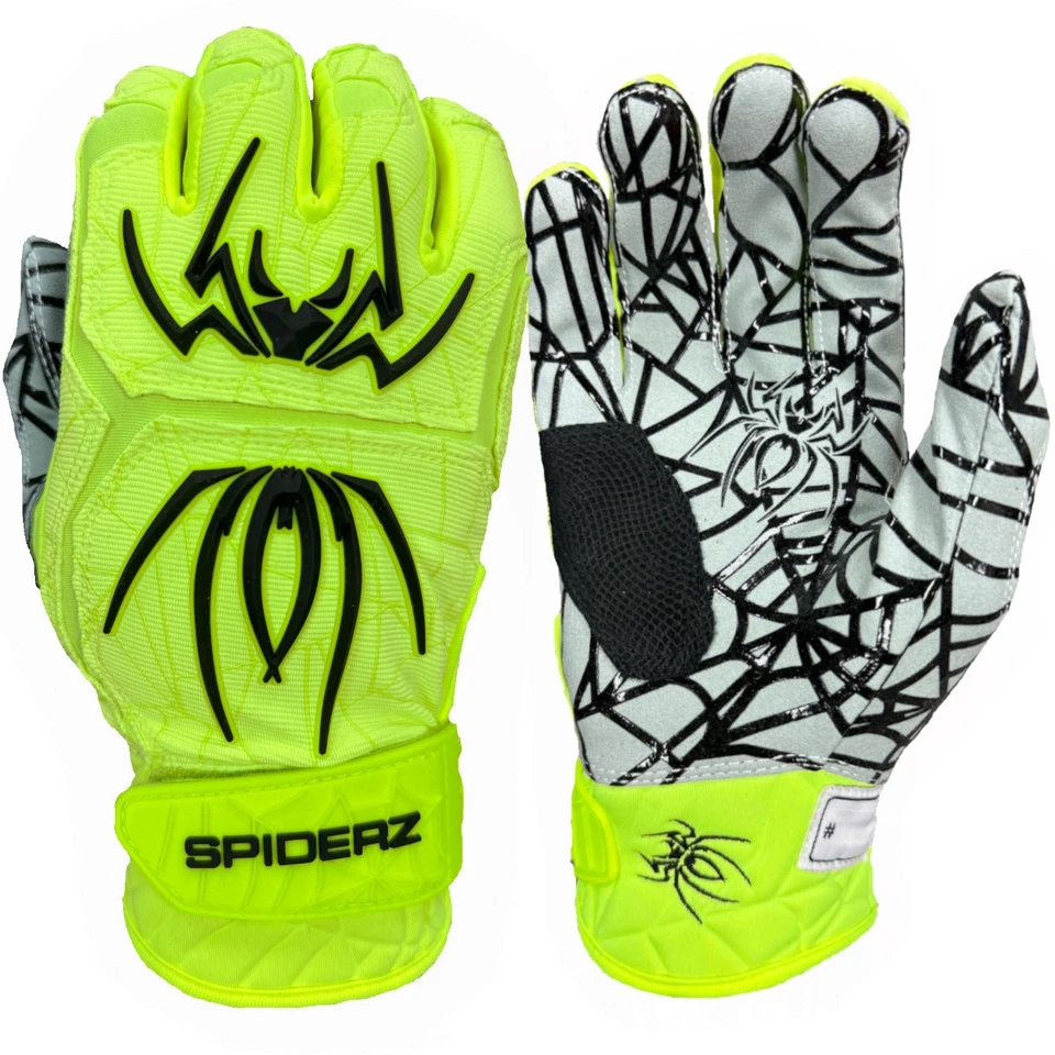 Guantes de bateo híbridos de béisbol/softbol Spiderz 2025 - amarillo neón/negro - pequeños Foto 1 de 1