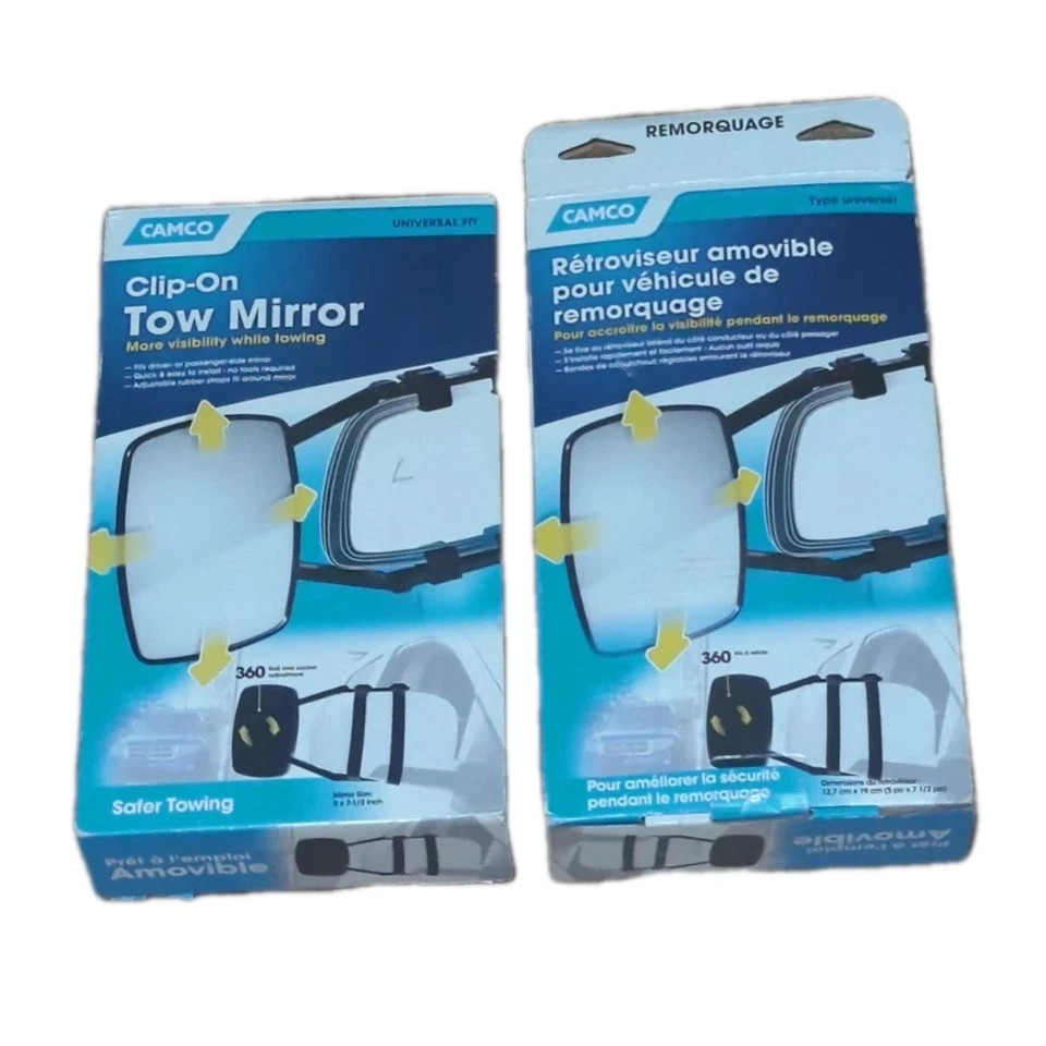 Par de espejos retrovisores de remolque Camco con abrazadera izquierda y derecha ajuste universal 25650 Foto 1 de 3
