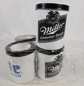 Lattina birra vintage Miller Lite polistirolo Koozie lotto di 4 coozie schiuma leggera Lifoam - Foto 1 di 8