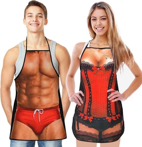 Grembiule Cucina Divertente,2 Pack Grembiuli Di Novità Grembiuli Da Cucina Imper - Foto 1 di 12