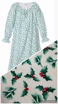 Tuckernuck Petite Plume Delphine Navidad Acebo Camisón L Pijama Nuevo con Etiquetas $108 Foto 1 de 4