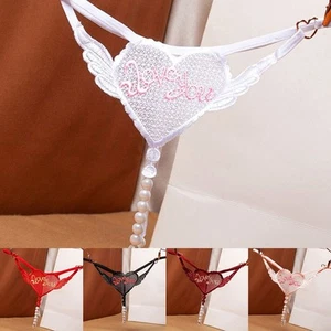 Women Black Crotchless Lingerie with Pearl Massage Seductive Underwear - Picture 1 of 28