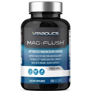 Vitabolics Mag Flush 750 mg 120 Caps - Magnesium Oxide Regularity Colon Cleanse - Picture 1 of 9