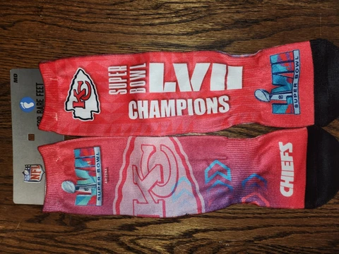 Kansas City Chiefs NFL Super Bowl LVII Champions Crew Socks Large 10-13 Cover