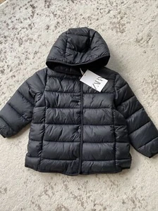 New Zara Boys Girls Black Puffer Coat Jacket 4-5 Years - Picture 1 of 4