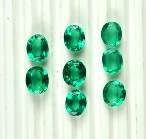 44.10 Cts/8Pcs Wholesale Lot Lab Created Emerald Oval Shape Loose Gemstone - Picture 1 of 5