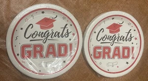 Red/ White Color for Special Occasions, Congrats GRAD 50 Dinner Plates in 2 Pack - Picture 1 of 3