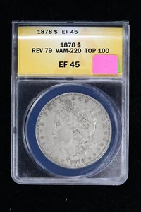 1878 MorganDollar ANACS Rev 79 VAM-220 Triple R Top 100 EF 45 32TI - Picture 1 of 6