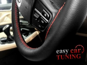 Für Jeep Wrangler Mk3 JK 07+ schwarz Echtleder Lenkradbezug rot - Bild 1 von 4