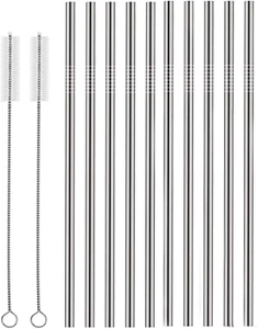 10er Set Edelstahl Strohhalme, HuaQi gerade wiederverwendbare Trinkhalme 10,5" - Bild 1 von 12