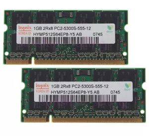 2x 1GB Hynix Kits DDR2 667 MHz PC2-5300S 200PIN SO-DIMM Laptop RAM Memory CL5 #N - Picture 1 of 8