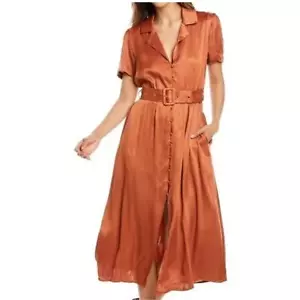 Camicia WeWoreWhat Camp collare raso cintura arancione ruggine taglia small nuovo con etichette - Foto 1 di 9
