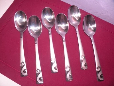 Conjunto de 6 colheres de sopa ovais CAMBRIDGE AÇO INOXIDÁVEL SANDSCRIPT 7 1/2 GF2 - Imagem 1 de 4