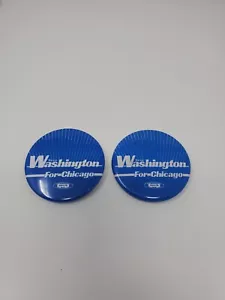 2 Vintage Harold Washington for Chicago, Mayor Election Button Pins Blue White - Picture 1 of 7