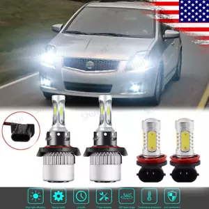 For Nissan Sentra 2004-2012 LED Headlight High/Low + Fog Light Bulbs Combo 6000K - Picture 1 of 12