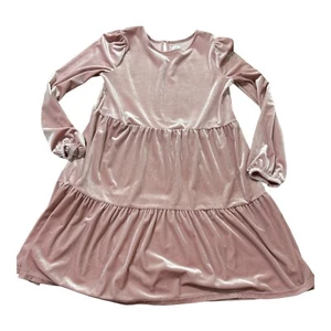 Girl’s Size XXL Gap Velour Velvet Tiered Dress Pink Mauve - Picture 1 of 5