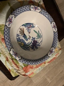 rare Wood & Sons YUAN pattern Polychrome transferware open vegetable bowl,10.25” - Picture 1 of 4