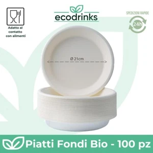 100 Piatti Fondi Biodegradabili in Polpa di Cellulosa - 21CM - Bild 1 von 4