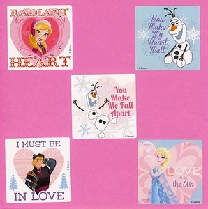 15 Frozen Valentine's Day - Olaf, Anna, Elsa - Large Stickers - Party Favors - Picture 1 of 1