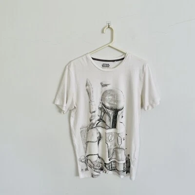 Mens Next Star Wars Boba Fett White T-Shirt Top Basic Casual Size M Foto 1 de 4