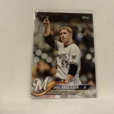 #54 Chase Anderson Milwaukee Brewers  Series 1 2018 Topps Baseball Card A1M - Image 1 of 2