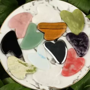 Cristallo di quarzo Gua Sha Board bellezza viso collo massaggiatore piastra raschiante strumenti regalo - Foto 1 di 11