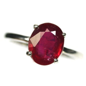 Edelstein Heizbar 8 x 10 Mm. Rot Rubin Schmuck Ring 925 Silber Weiß Gold Eu 7.75 - Bild 1 von 4