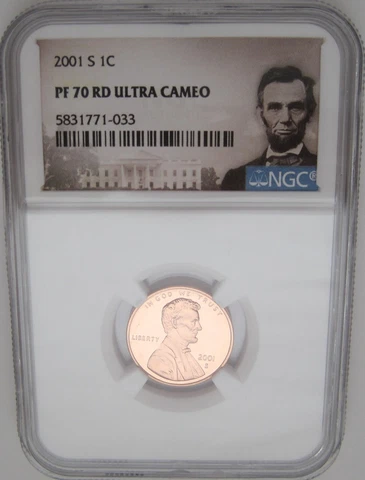 2001-S Lincoln Memorial Cent NGC PF70 RED ULTRA CAMEO - Perfect GEM GRADED PROOF Cover