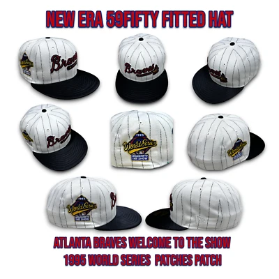 Chapéu ajustável New Era Atlanta Braves listras 59FIFTY 1995 WS The Show 7 3/4 - Imagem 1 de 4