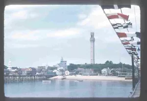 Provincetown MA Beach Pier Pilgrim Monument 1952 Kodachrome Red Border Slide A22 - Imagen 1 de 3