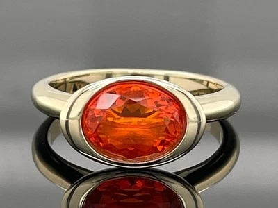 RING GR.21 (CA. 66) AUS 375/- GELBGOLD MIT FEUEROPAL TERRA OPALIS SCHMUCKJAGD - Bild 1 von 4