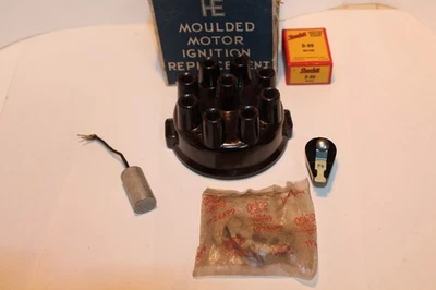 1940-1948 CADILLAC 8 REDDISH/BROWN BRASS INSERT CAP,ROTOR,NOS POINTS,CONDENSER - Image 1 of 4