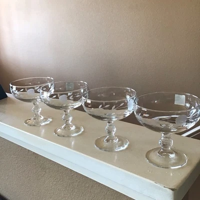 4 Princess House Heritage 8oz Pedestal Champagne/Sherbet Glasses NEW France - Image 1 of 4