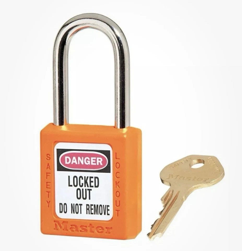 Pack Of 6.      Master Lock 410 Safety Lockout Padlock / Isolation Lock - Orange - image 1 of 1