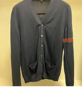 Suéter Cárdigan Gucci TOM FORD ERA Para Hombre Azul Marino con Detalle de Rayas - Imagen 1 de 8