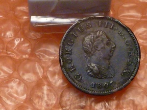 Originale 1807 Giorgio III mezzo penny alta qualità cerchioni ammaccature #4 - Foto 1 di 2