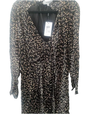 BNWT Reiss Julia V neck Dress UK 14 shift Mini Zig Zag Print Chiffon RRP165 - Image 1 of 4