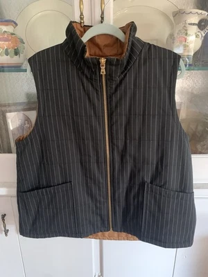 ANNE KLEIN PRINT STRIPE PUFFER VEST JACKET  Sz XL - Image 1 of 4