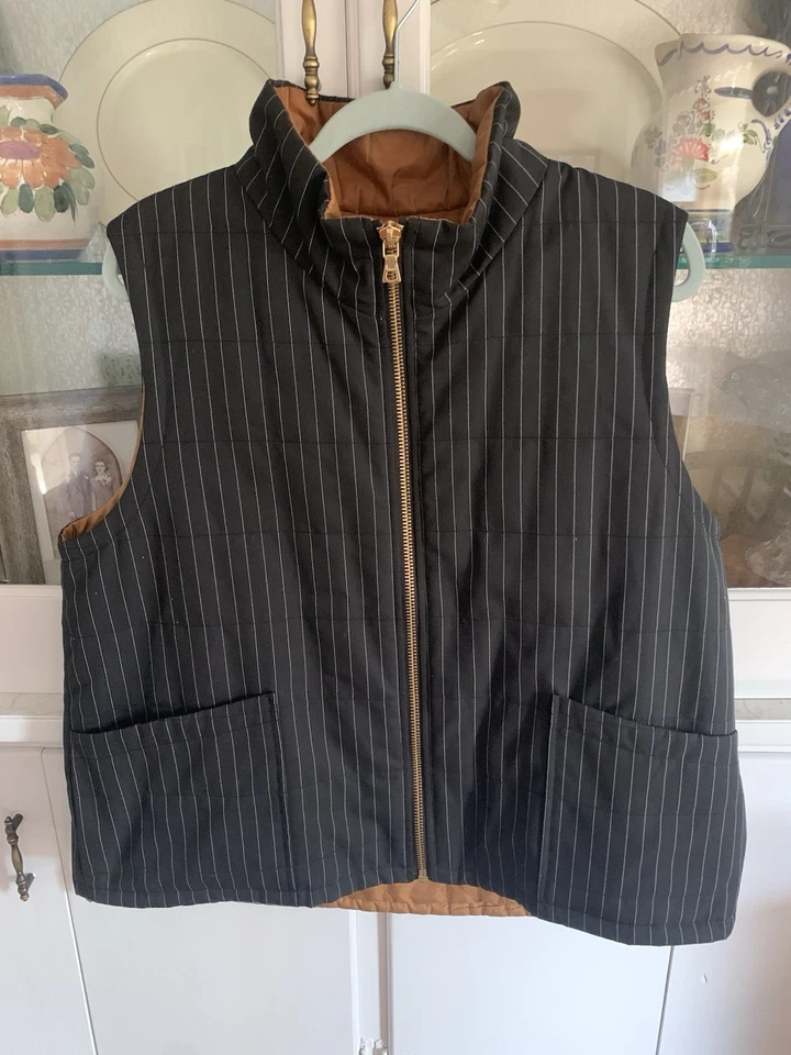 ANNE KLEIN PRINT STRIPE PUFFER VEST JACKET  Sz XL - Image 1 of 4