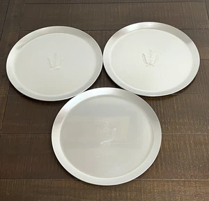 Kensington 1930s Aluminum Serving Tray 12" Round Art Deco Wreath 3 Pc Set #K5 - Picture 1 of 4