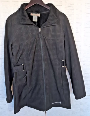 Abrigo chaqueta forrada negra con capucha extraíble Free Country talla XL para mujer Foto 1 de 4