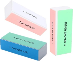 4 IN 1 NAIL BUFFER BLOCK feine Körnung glatter Lack & Glanz entfernen Grate Nagelfeile - Bild 1 von 17