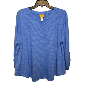 Ruby Rd einfarbiges blaues Stricktop mit Krempelärmeln. Größe XL - Bild 1 von 8