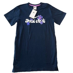 Nike Girls T Shirt Dress Medium Sportswear Cotton Dark Obsidian Blue msrp $50 - Picture 1 of 4