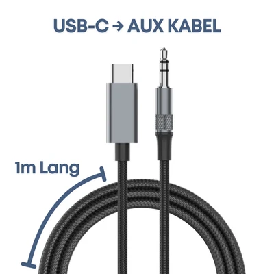 USB-C auf zu 3,5mm Klinke Audio AUX Adapter Kabel Kopfhörer HiFi Sound Musik 1m - Bild 1 von 4