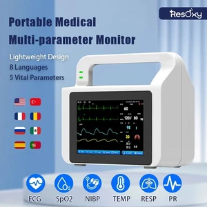 Patient Vital Signs Monitor 8" High Definition Screen EKG/NIBP/TEMP/RESP/SPO2/PR - Bild 1 von 7