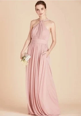 Birdy Grey Kiko Bridesmaid Maxi Dress Women's Size Large Dusty Rose Halter Gown - Image 1 of 4
